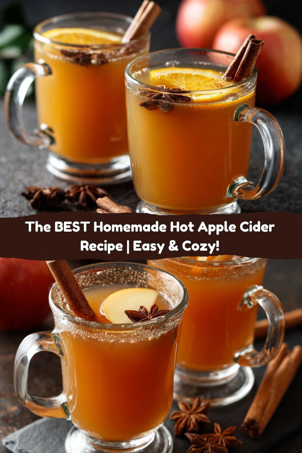 Hot Apple Cider with Cinnamon Sticks