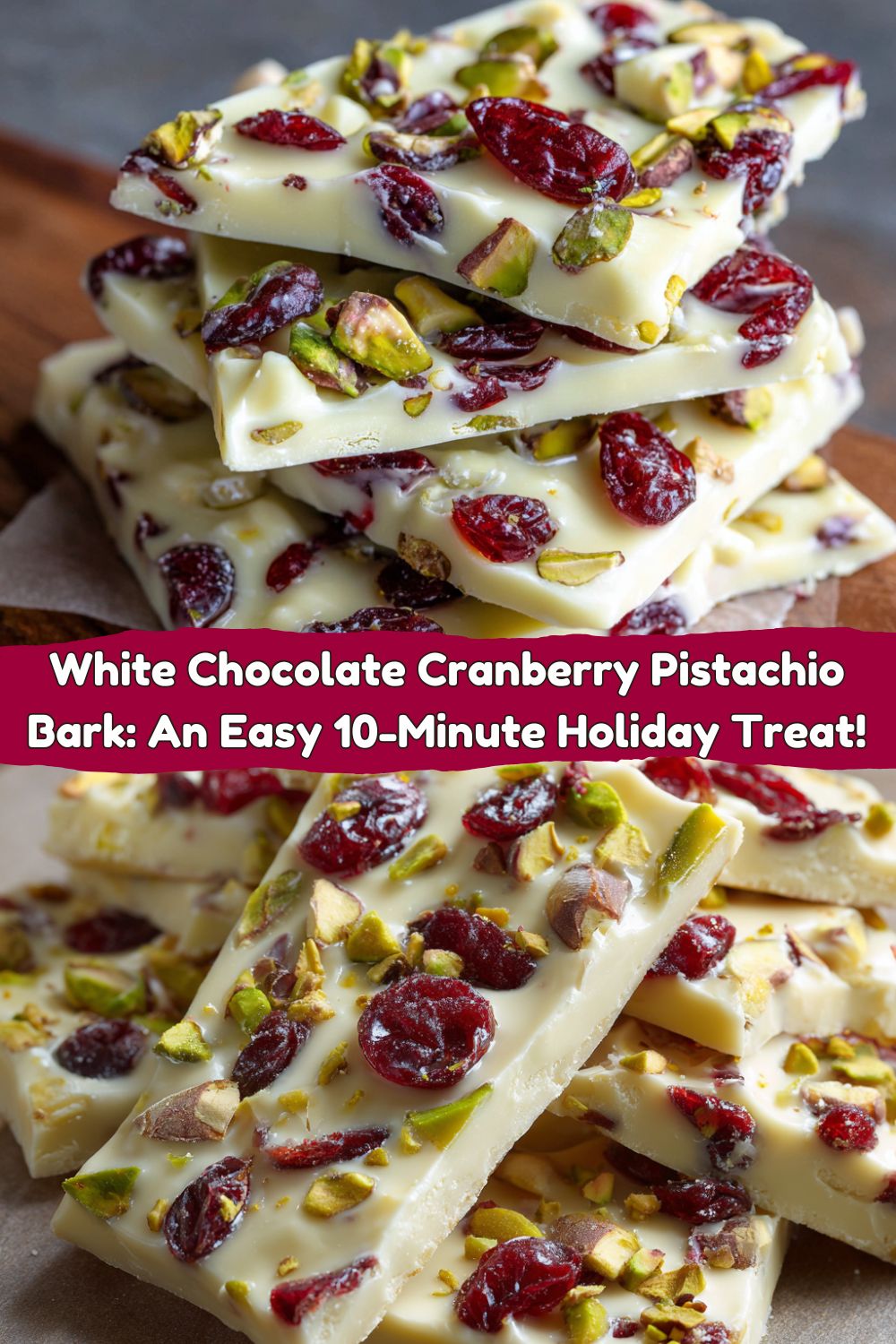White Chocolate Cranberry Pistachio Bark