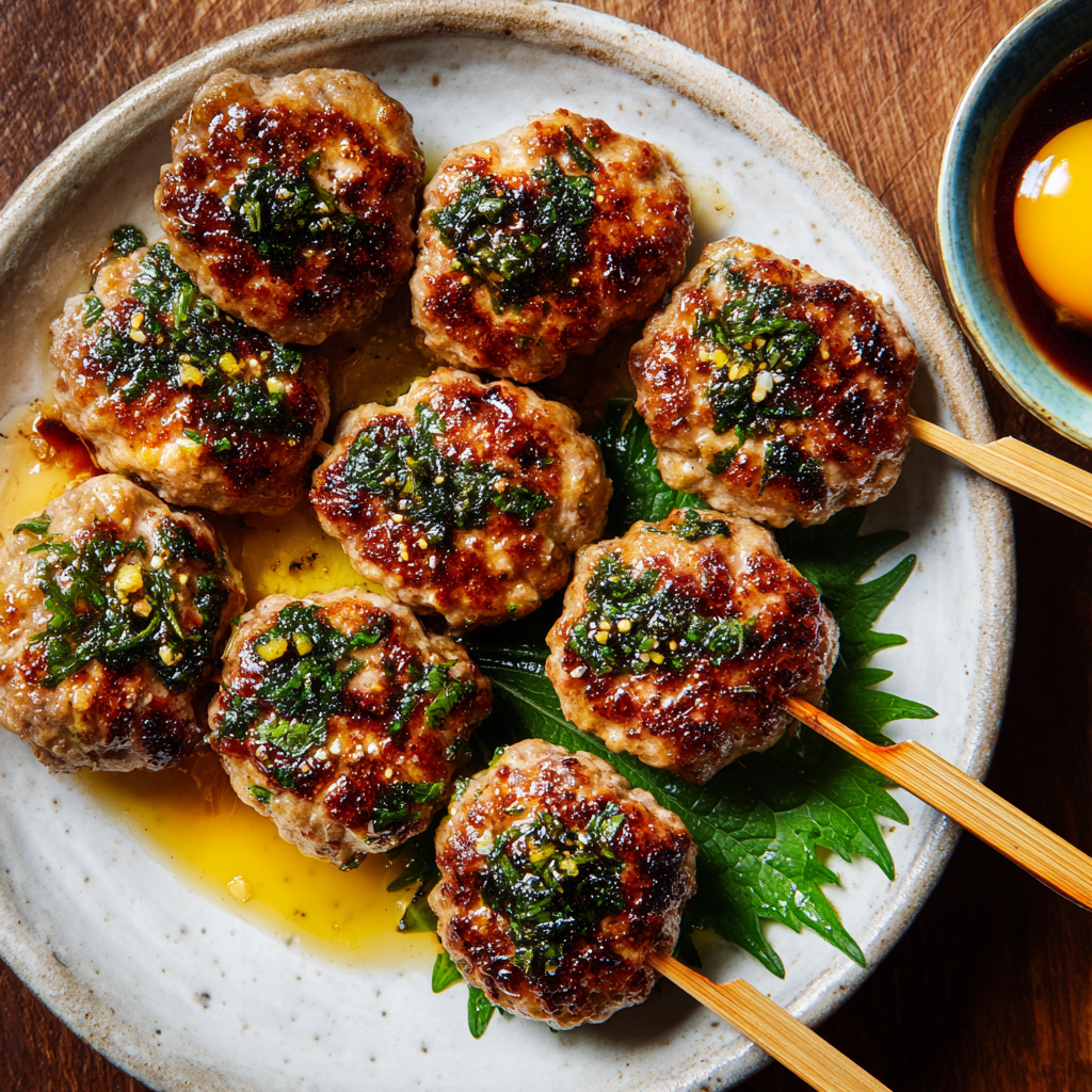 Japanese Chicken Tsukune with Shiso & Miso
