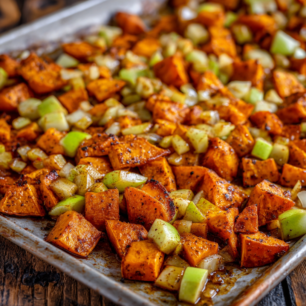 Roasted Apple Cinnamon Sweet Potatoes