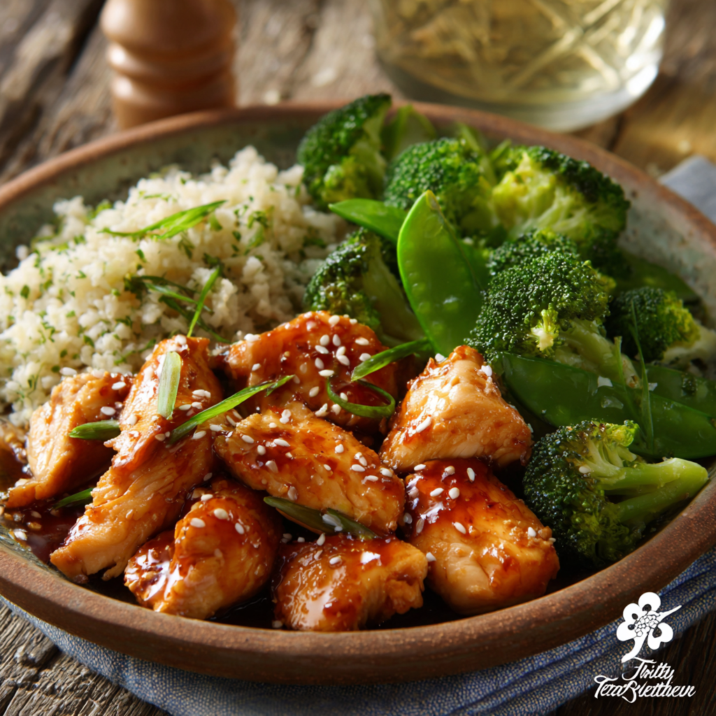 Healthy Teriyaki Chicken Bowl with Cauliflower Rice