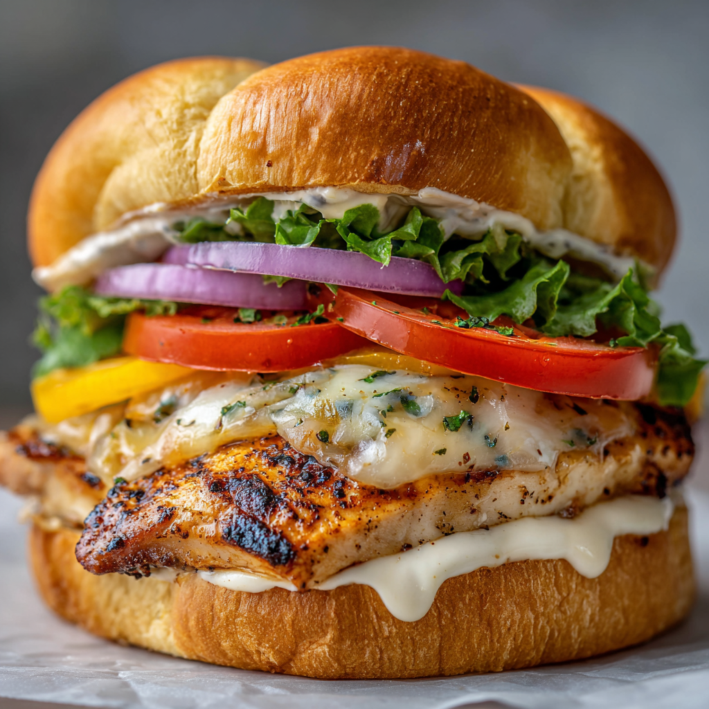 Ultimate Grilled Chicken Sandwich on Hawaiian Roll Bun