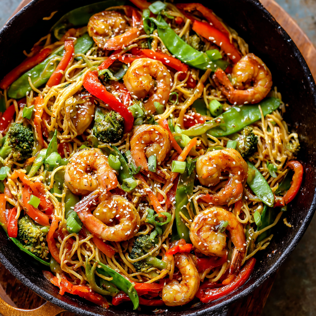 High-Protein Shrimp Stir Fry with Noodles