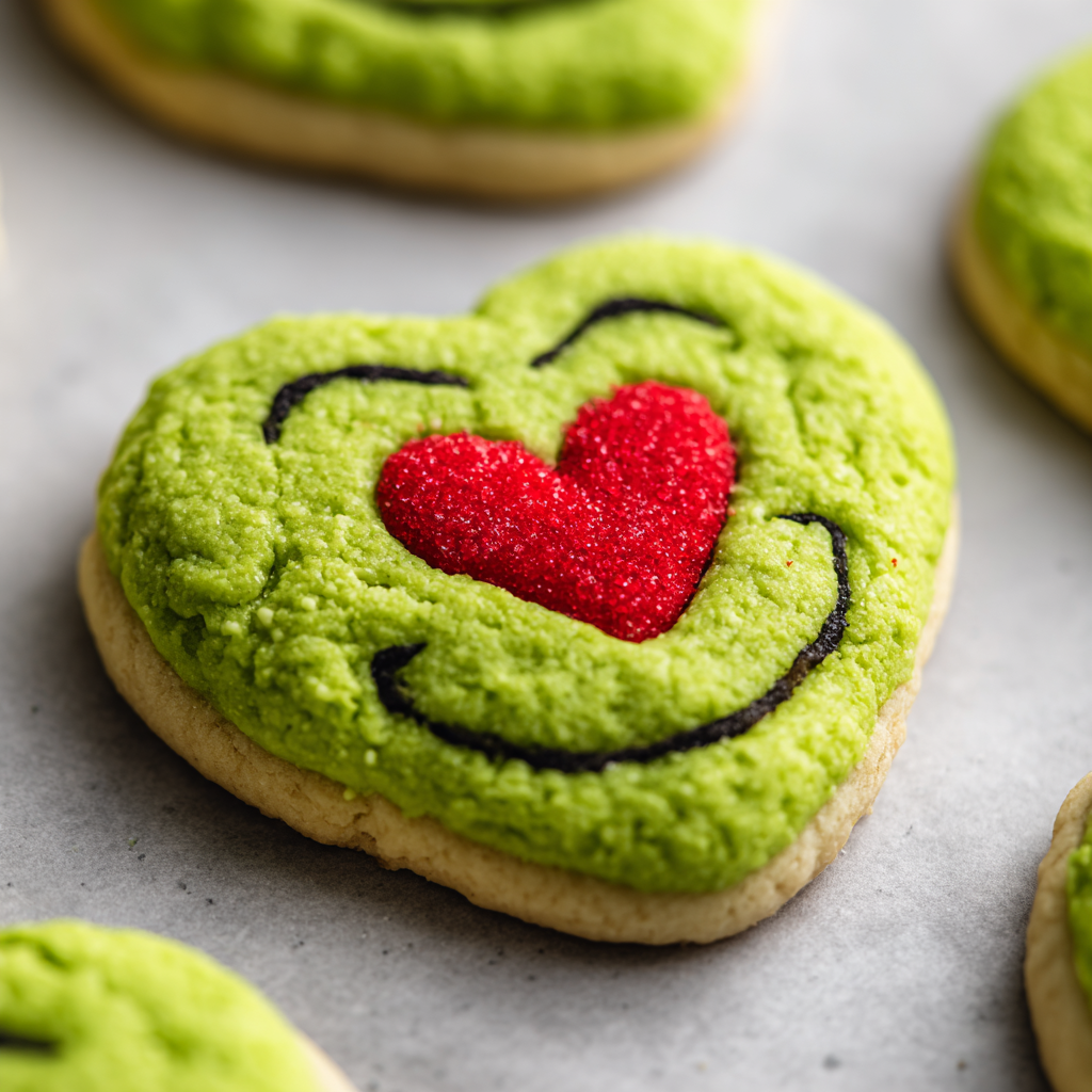 Grinch Heart Sugar Cookies