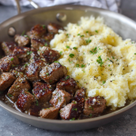 Garlic Butter Steak Bites & Mashed Potatoes