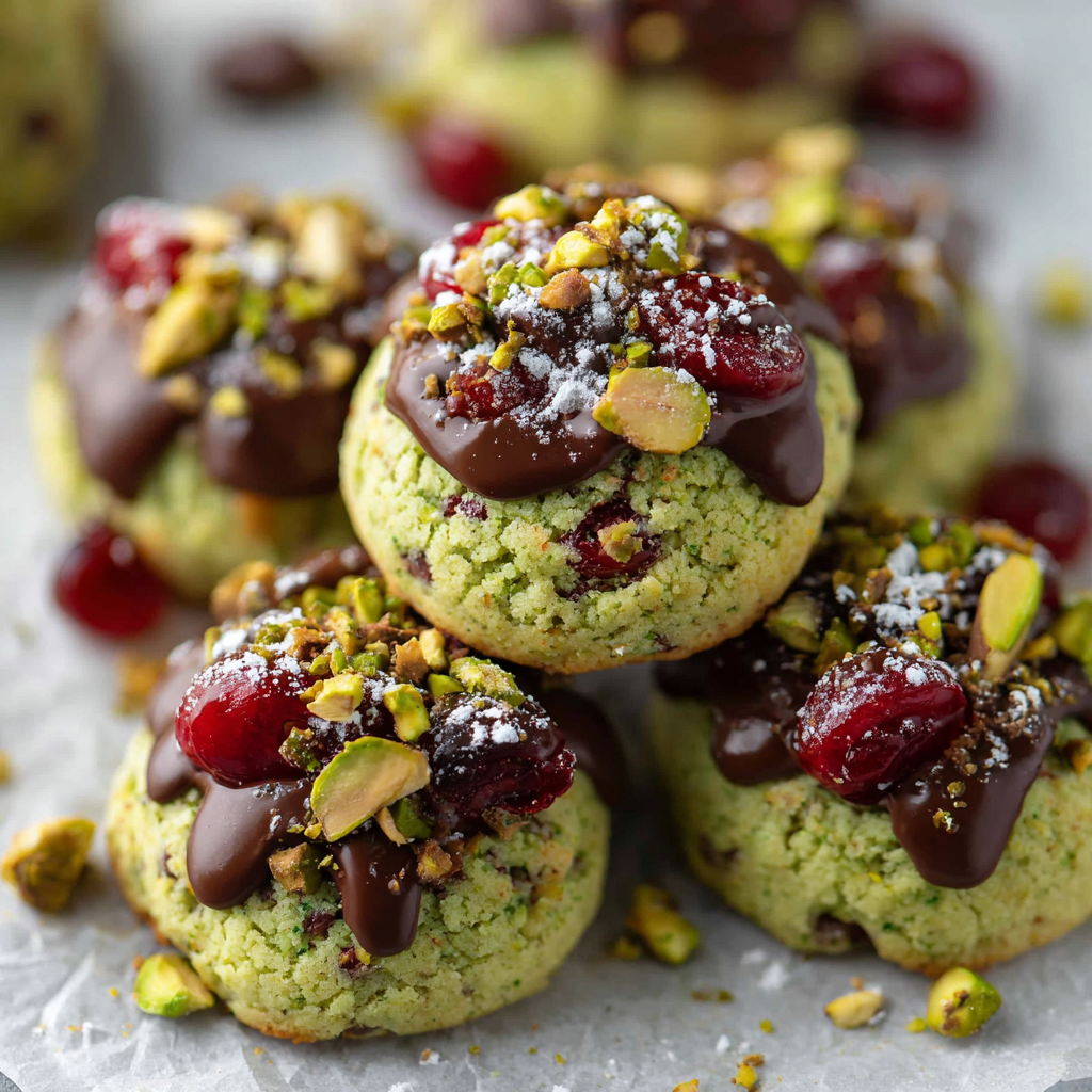 Cherry Pistachio Grinch Cookies