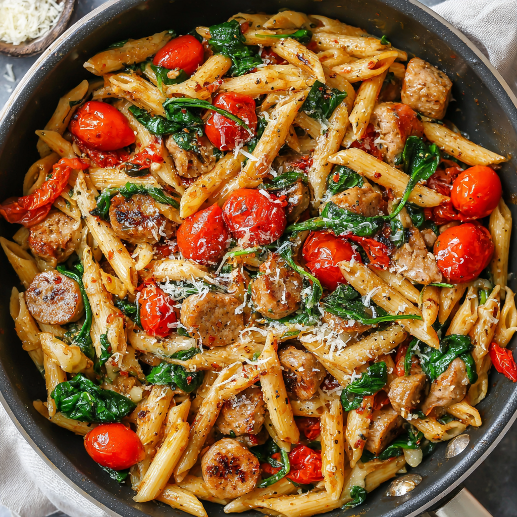 High-Protein Tomato Basil Chicken Sausage Pasta