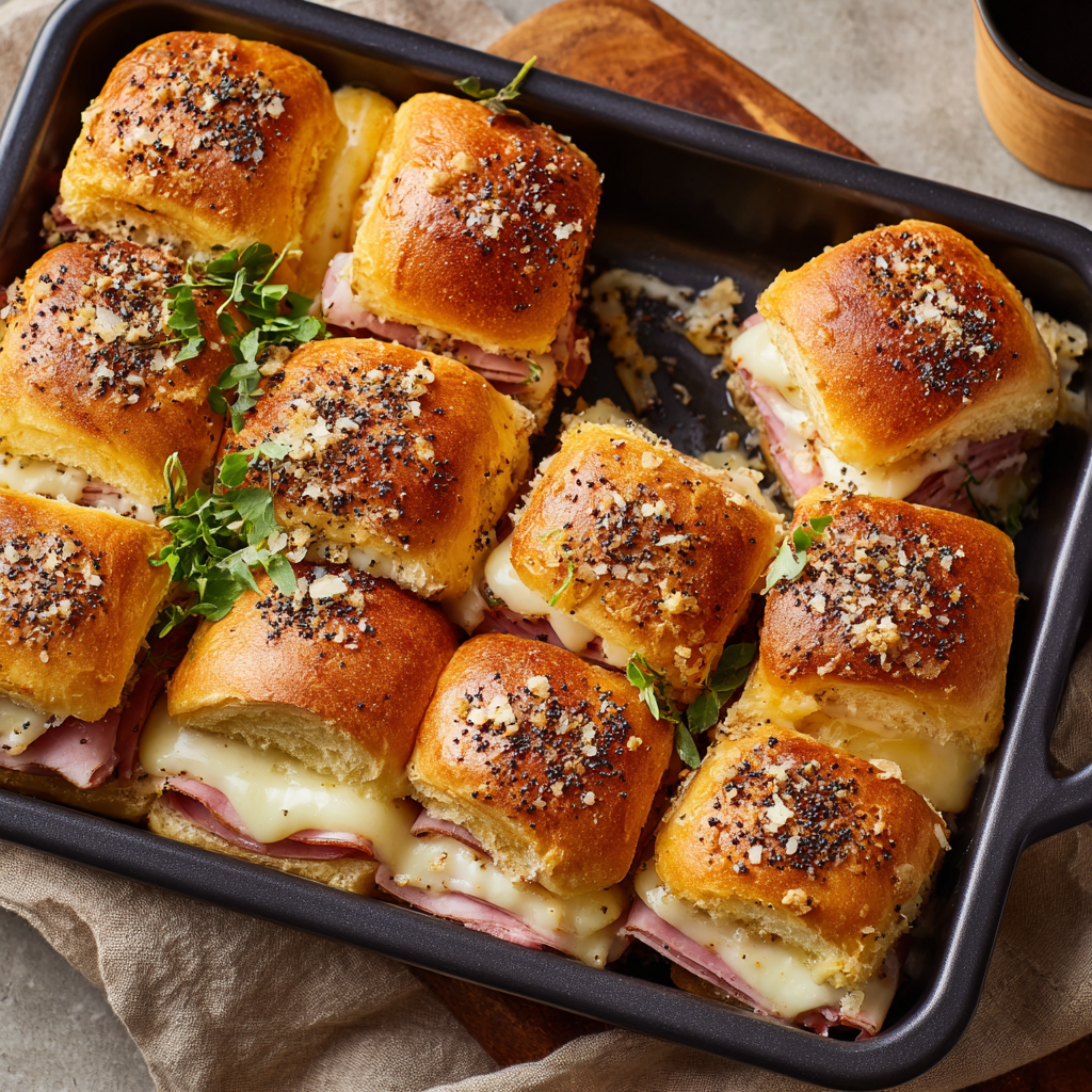 Baked Ham & Havarti Sliders on Hawaiian Rolls