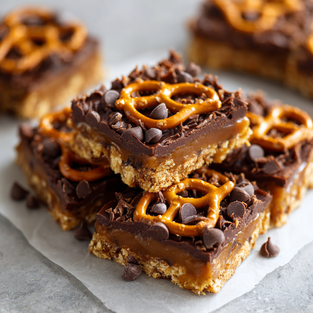Chocolate Caramel Pretzel Bars