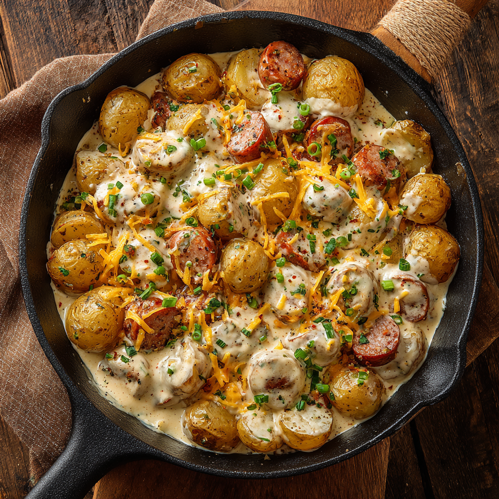 Cheesy Ranch Potatoes with Smoked Sausage