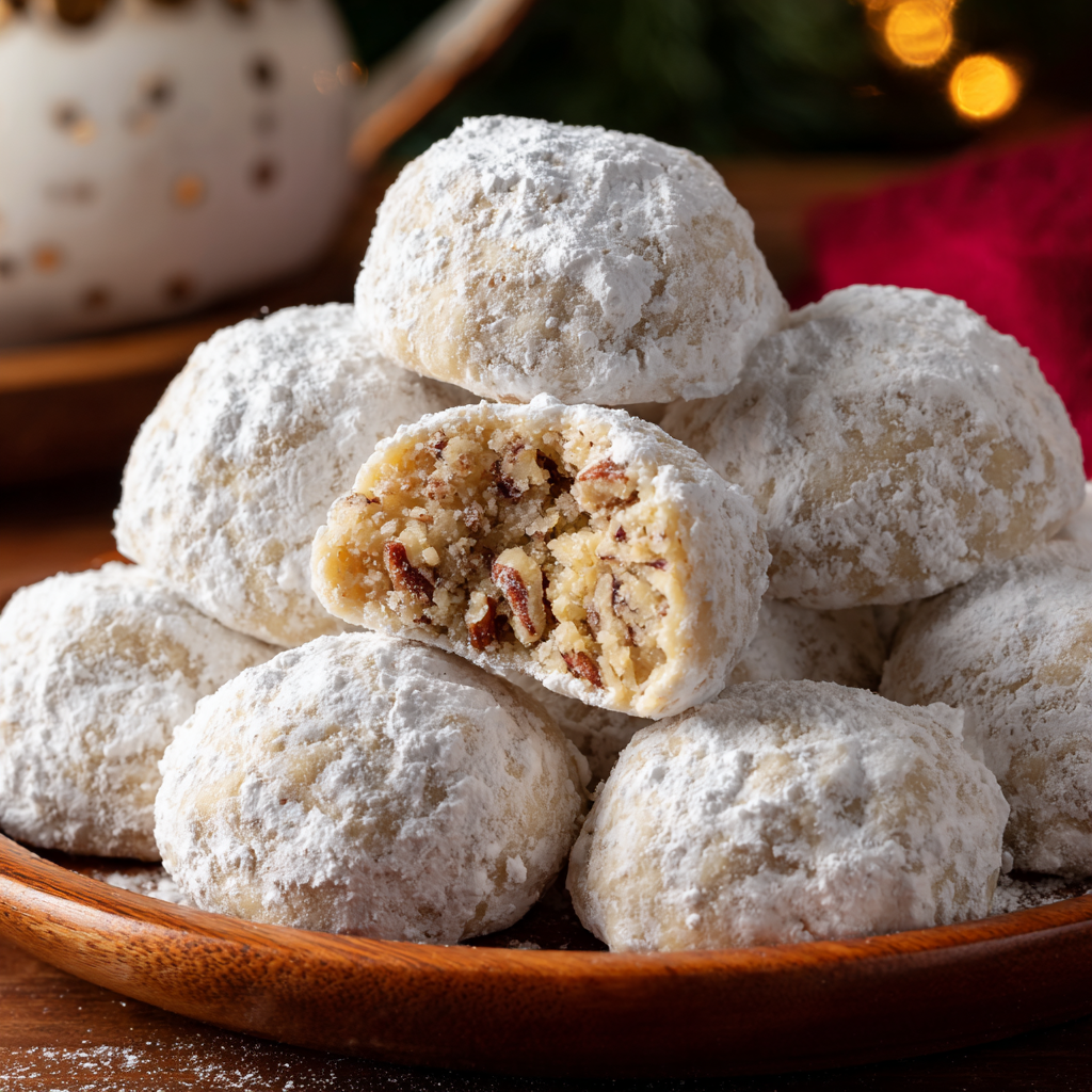 Buttery Pecan Snowball Cookies