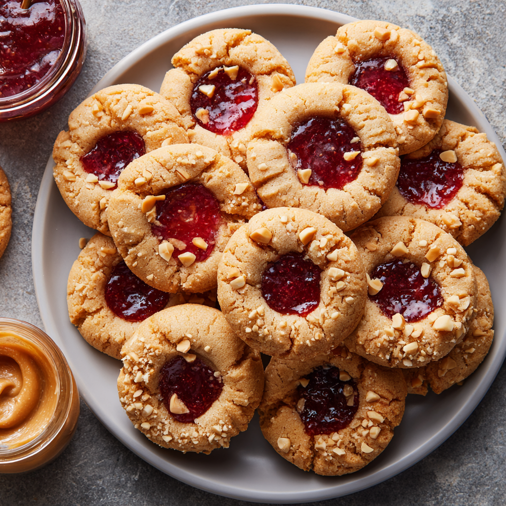 Peanut Butter & Jelly Thumbprint Cookies