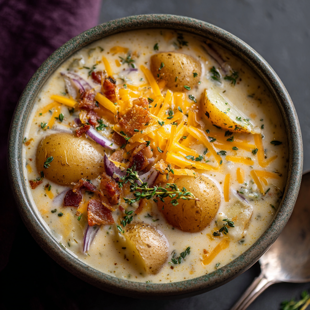 Cheddar Garlic Herb Potato Soup