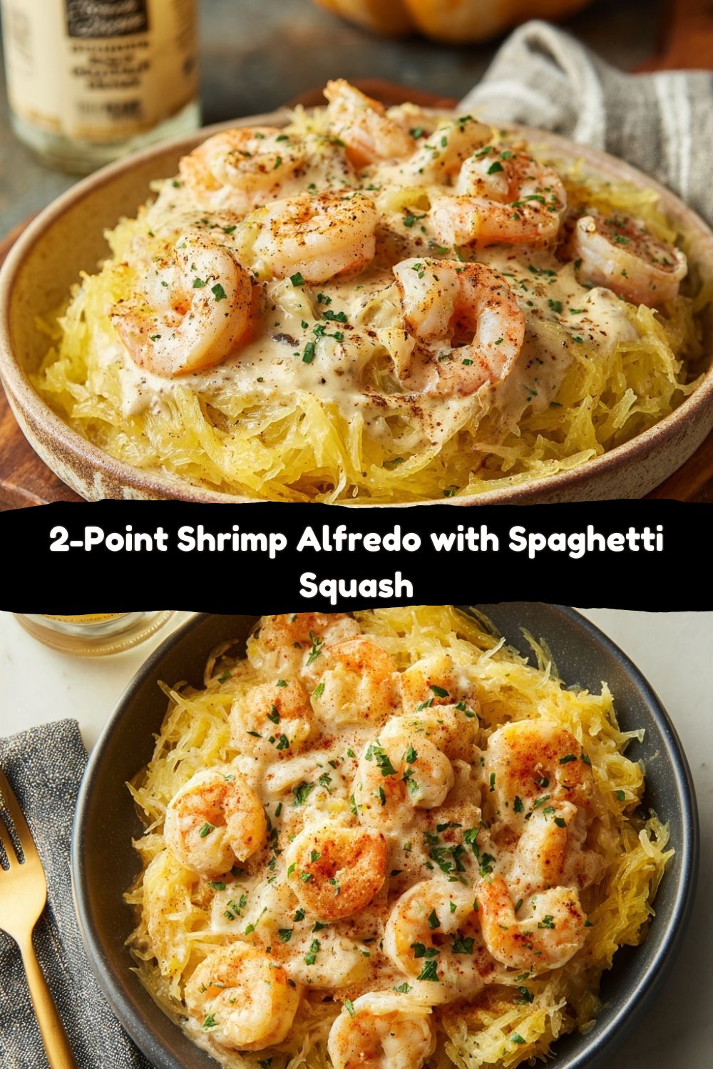 2-Point Shrimp Alfredo Over Spaghetti Squash