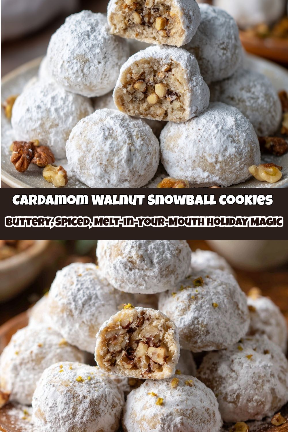 Cardamom Walnut Snowball Cookies