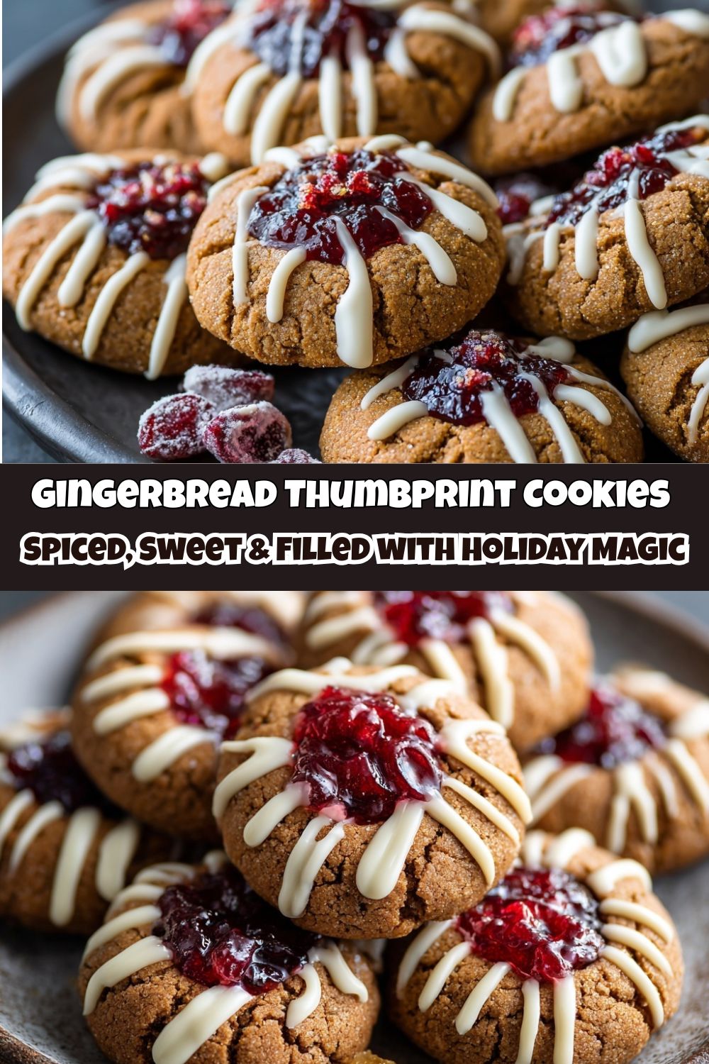 Gingerbread Thumbprint Cookies with Cranberry Sauce