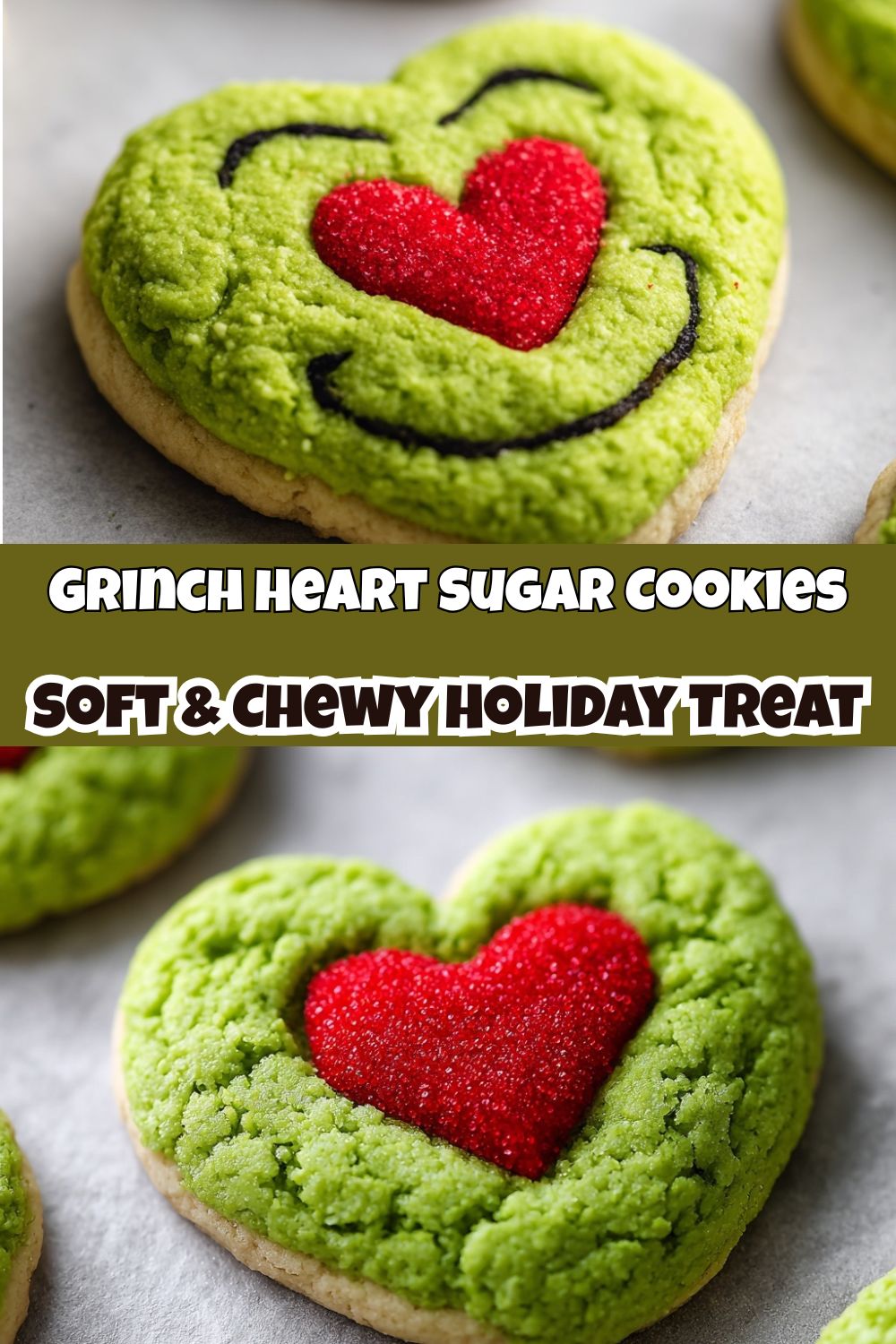 Grinch Heart Sugar Cookies