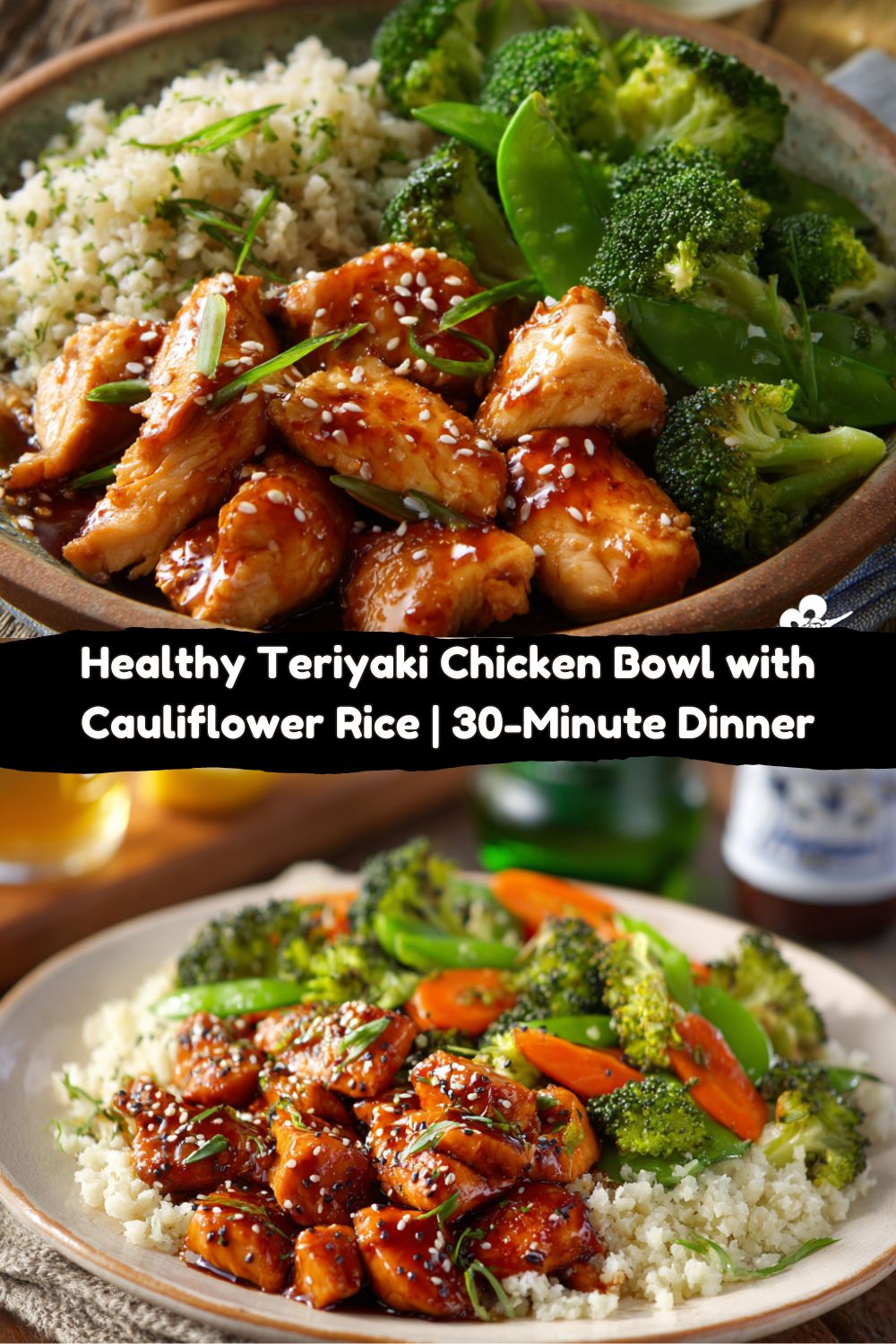 Healthy Teriyaki Chicken Bowl with Cauliflower Rice