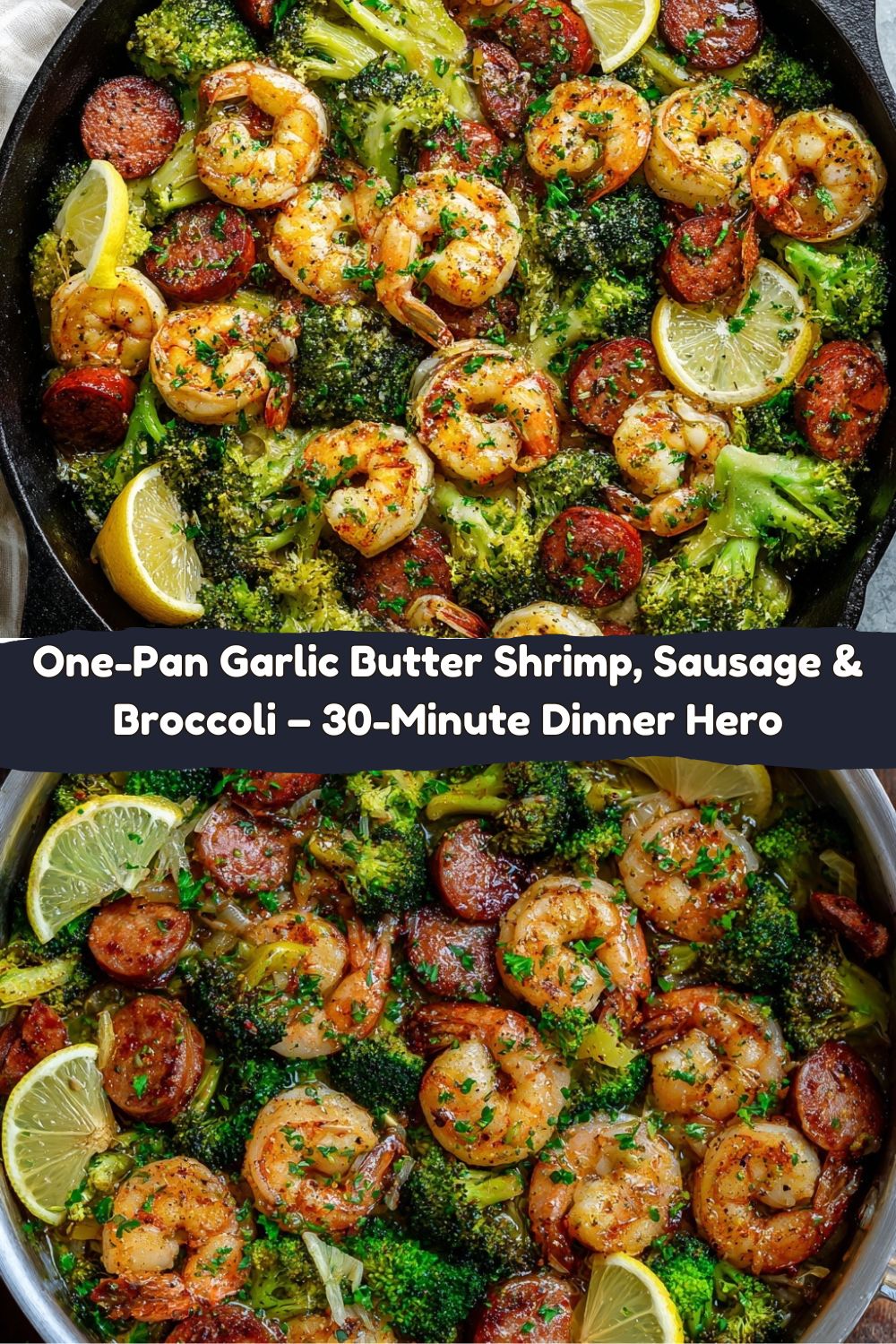 Garlic Butter Shrimp, Sausage & Broccoli