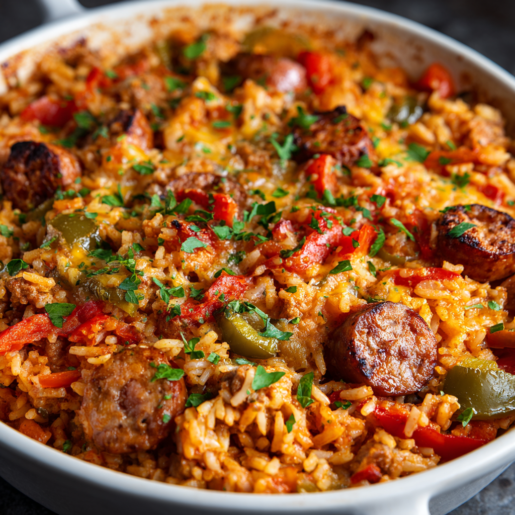 Spicy Sausage and Rice Casserole