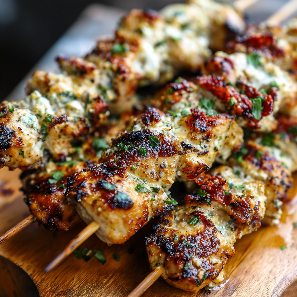 Grilled Ranch Garlic Parmesan Chicken Skewers