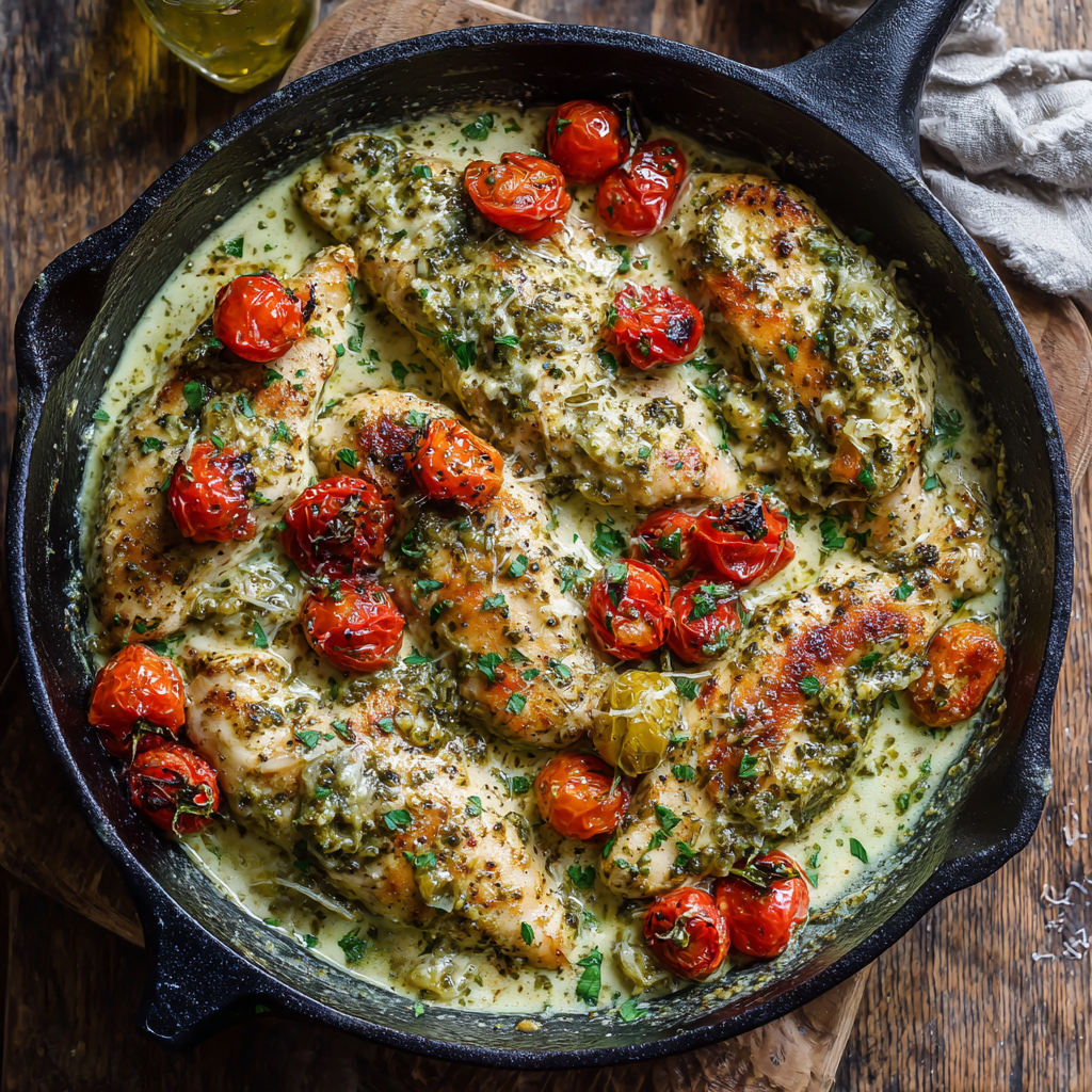Creamy Pesto Parmesan Chicken Tenders