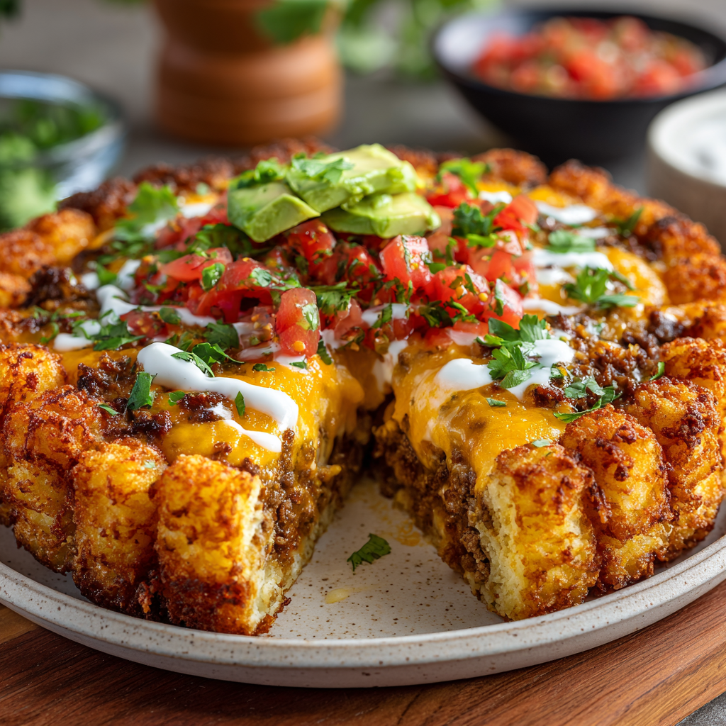 Loaded Tot-Crusted Taco Quiche