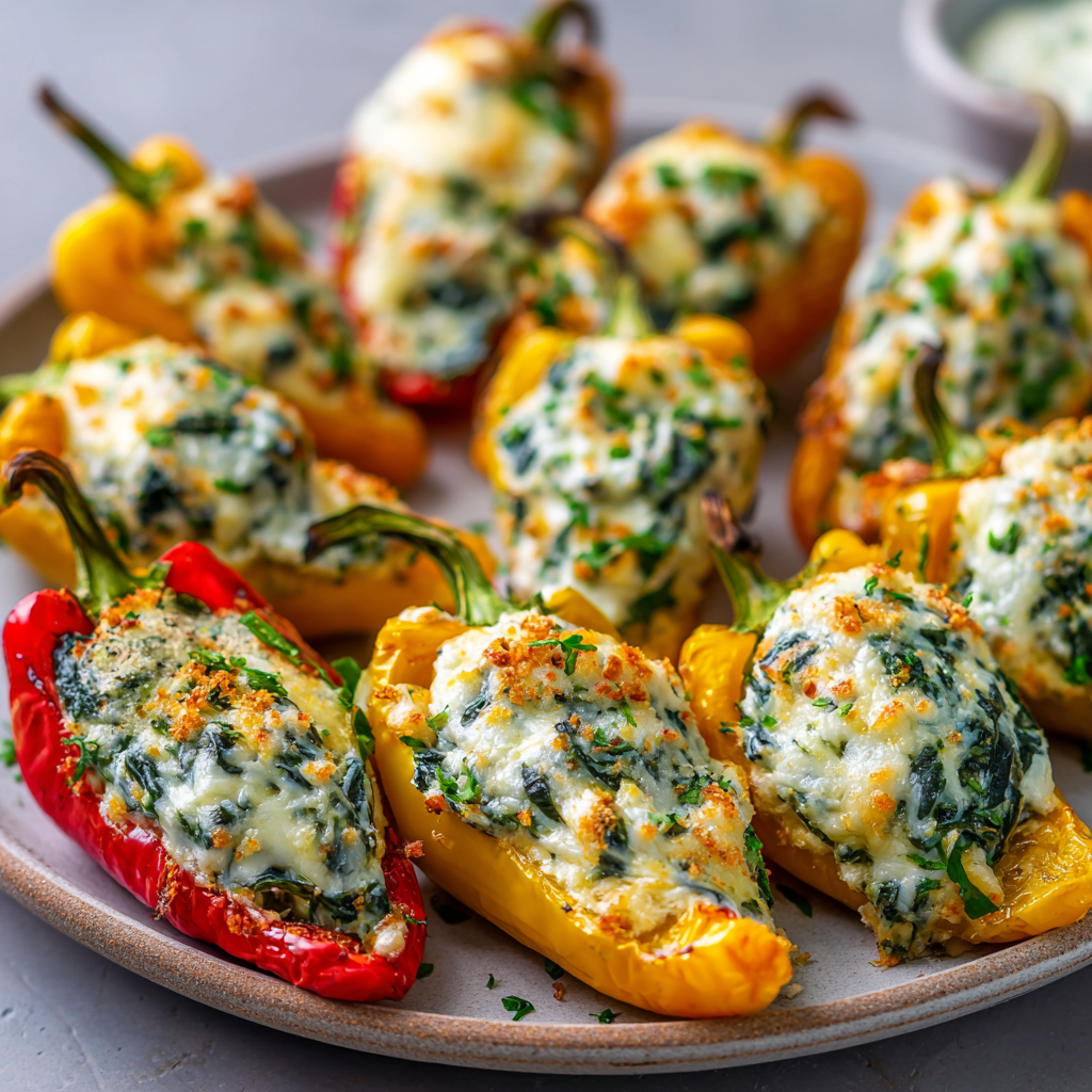 Spinach and Cheese Stuffed Mini Peppers Recipe