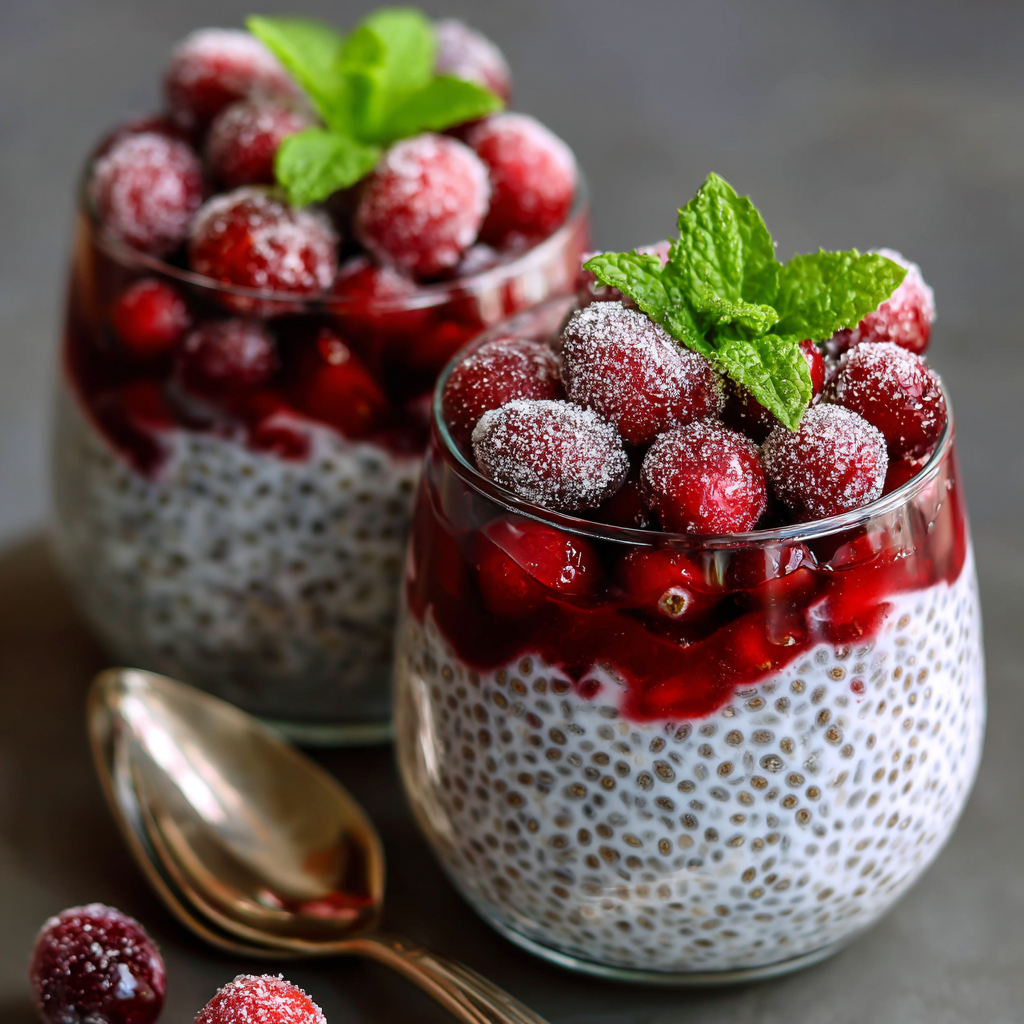 Frosted Cranberry Chia Pudding Parfaits