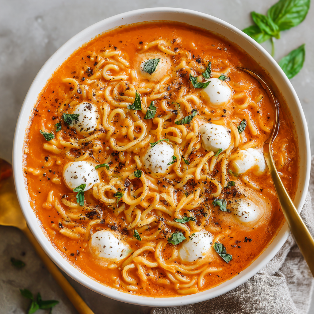 Creamy Tomato Soup Pasta with Mini Mozzarella