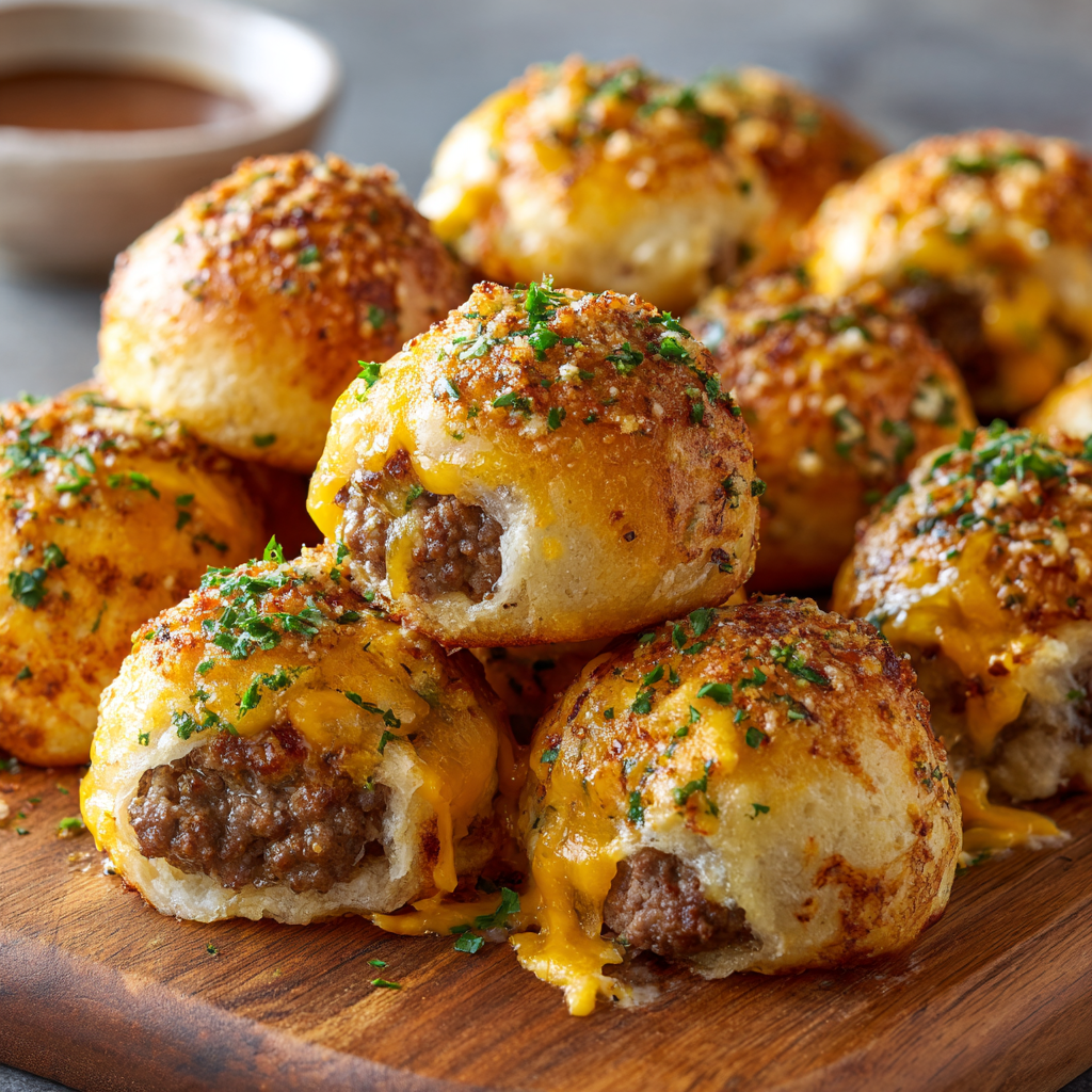 Garlic Parmesan Cheeseburger Bombs