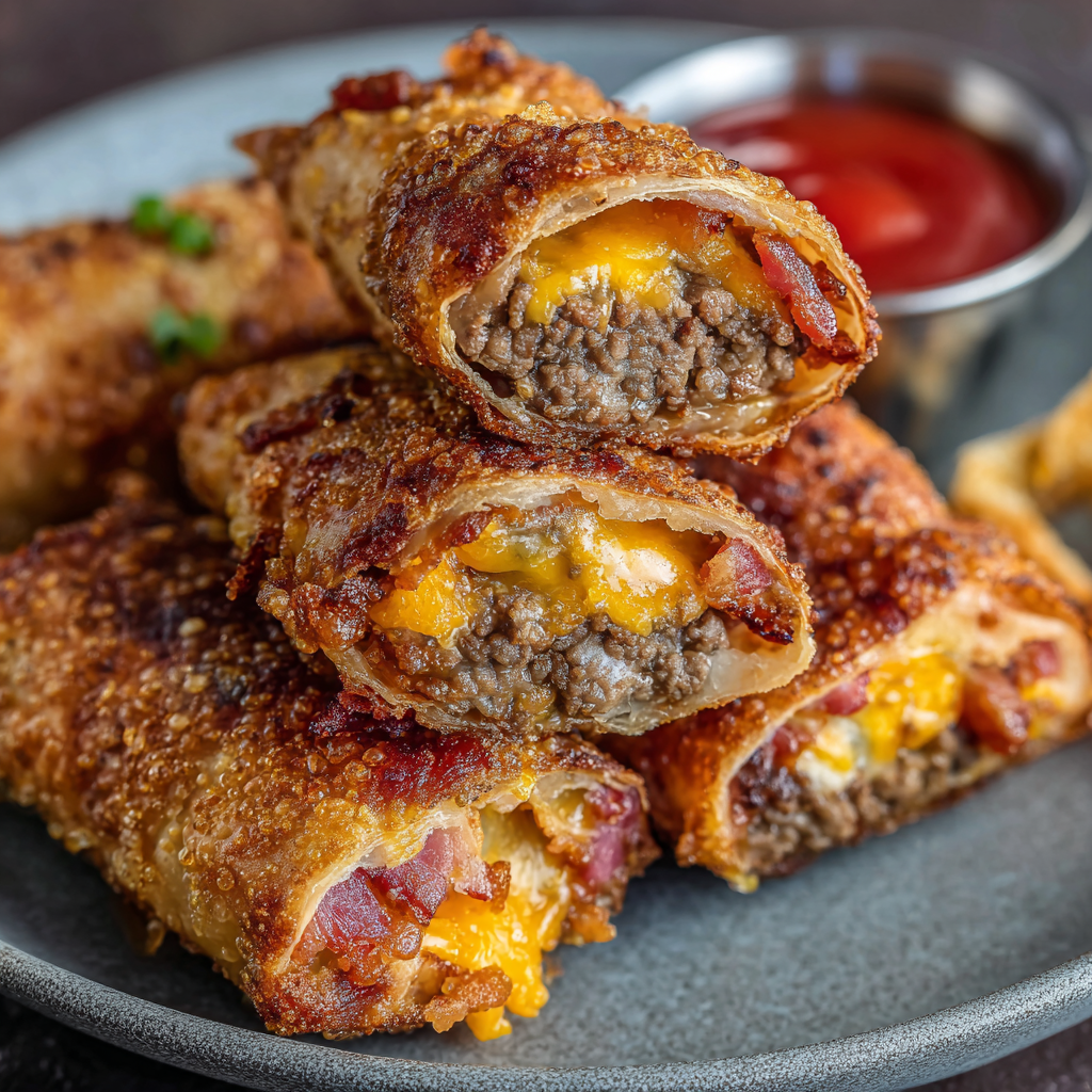 Bacon Cheeseburger Egg Rolls