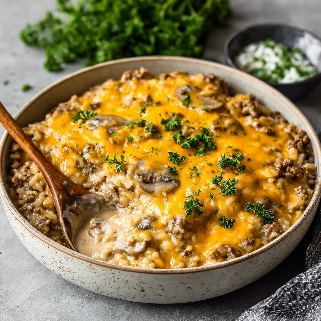Cheesy Hamburger Rice Casserole