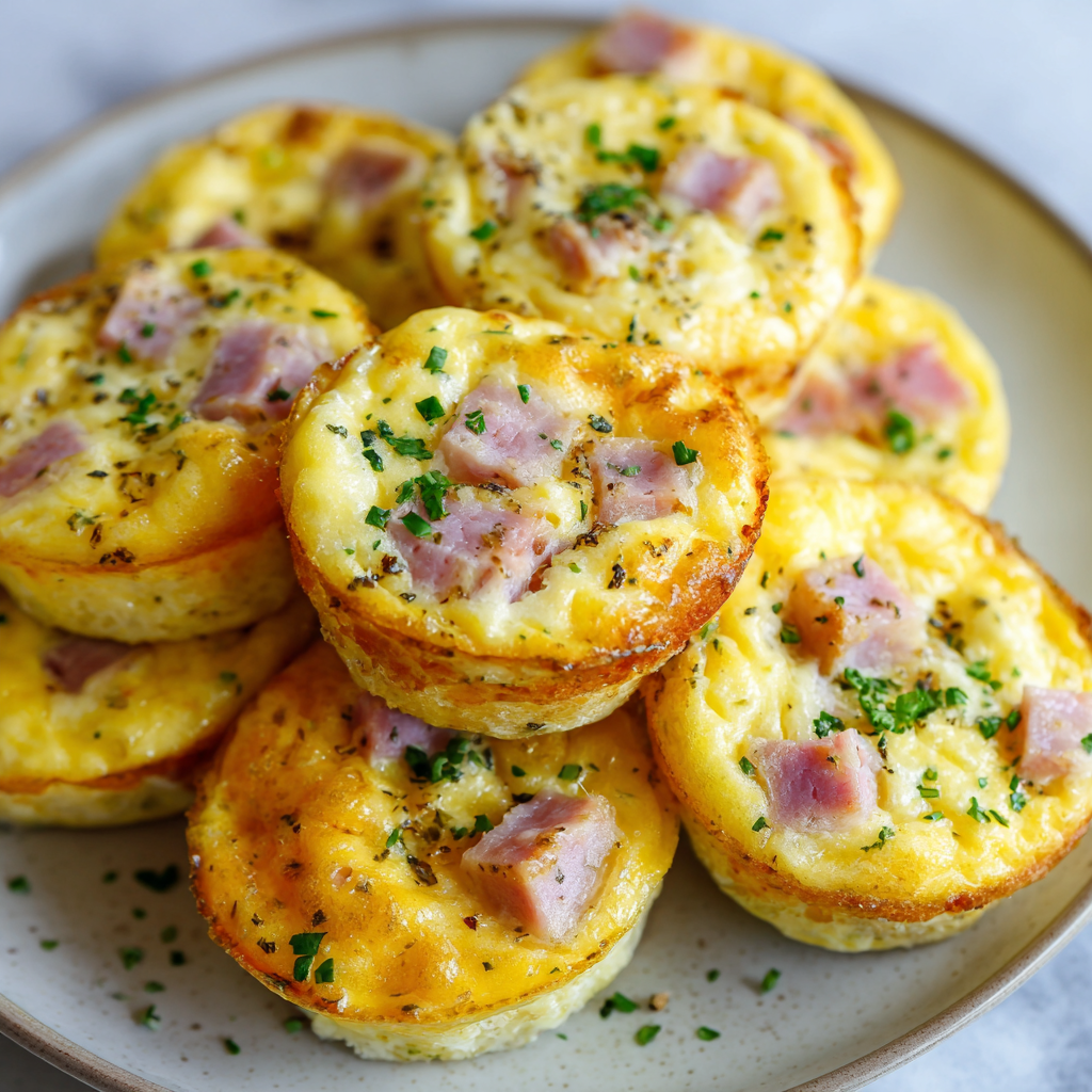 Keto Egg Bites with Ham, Cheese & Onion