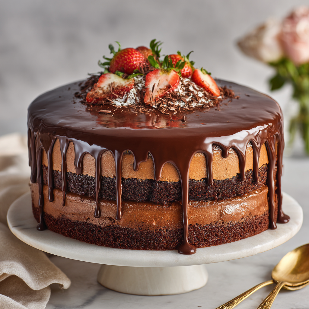 Triple Chocolate Ganache Cake