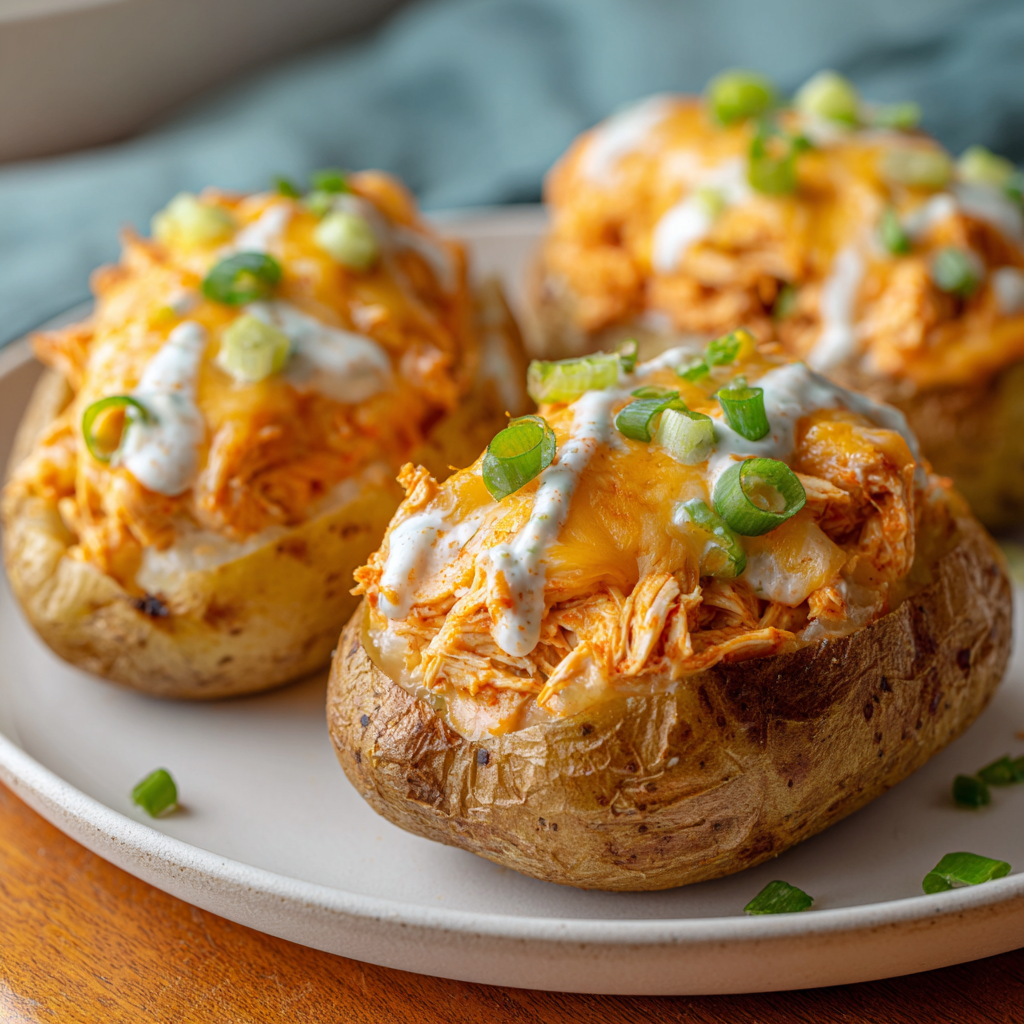 Buffalo Chicken Baked Potatoes