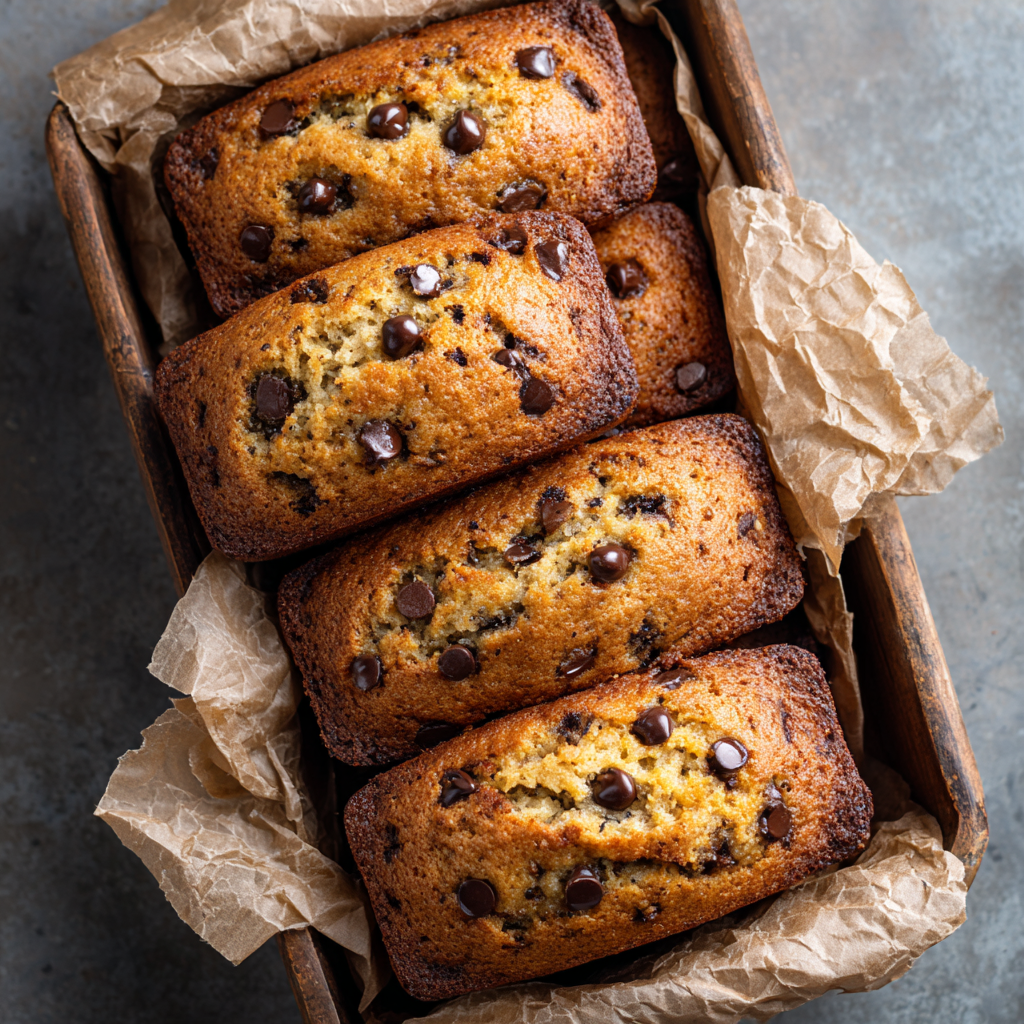 Mini Banana Bread Loaves with Chocolate Chips