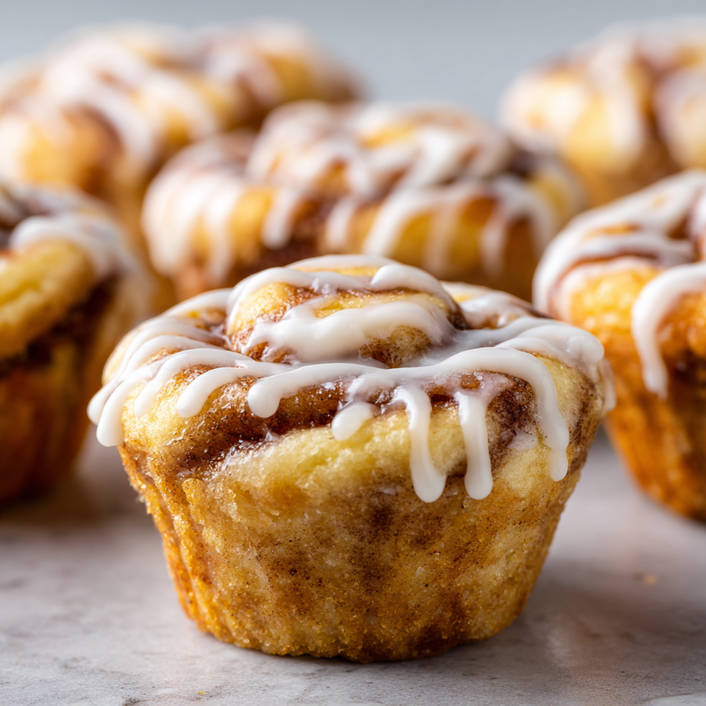 Mini Cinnamon Roll Muffins with Glaze