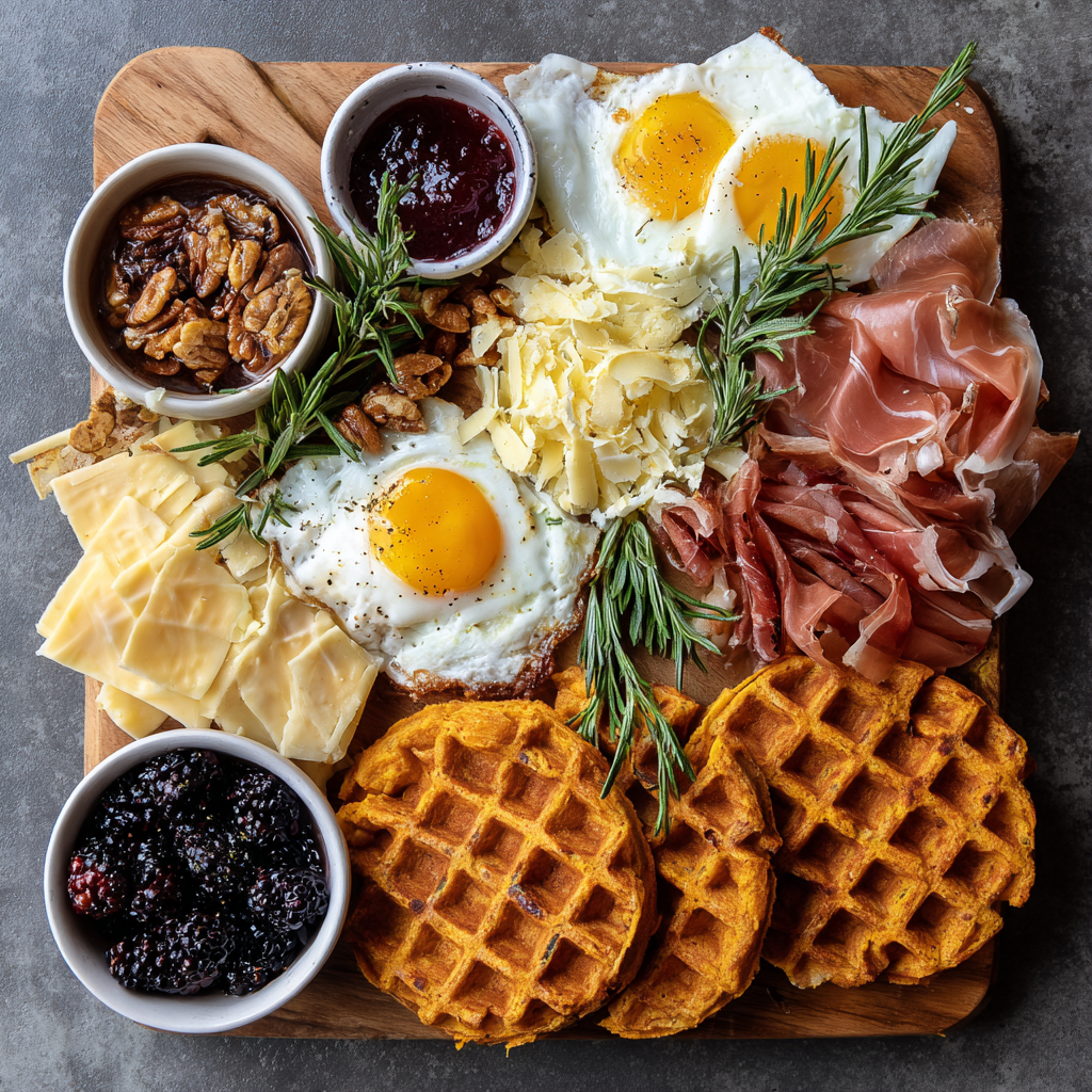 Savory Sweet Potato Waffle Charcuterie Board