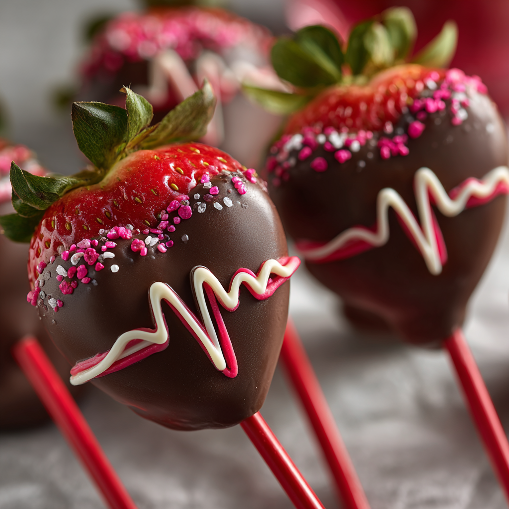 Heart-Beat Chocolate Strawberry Pops