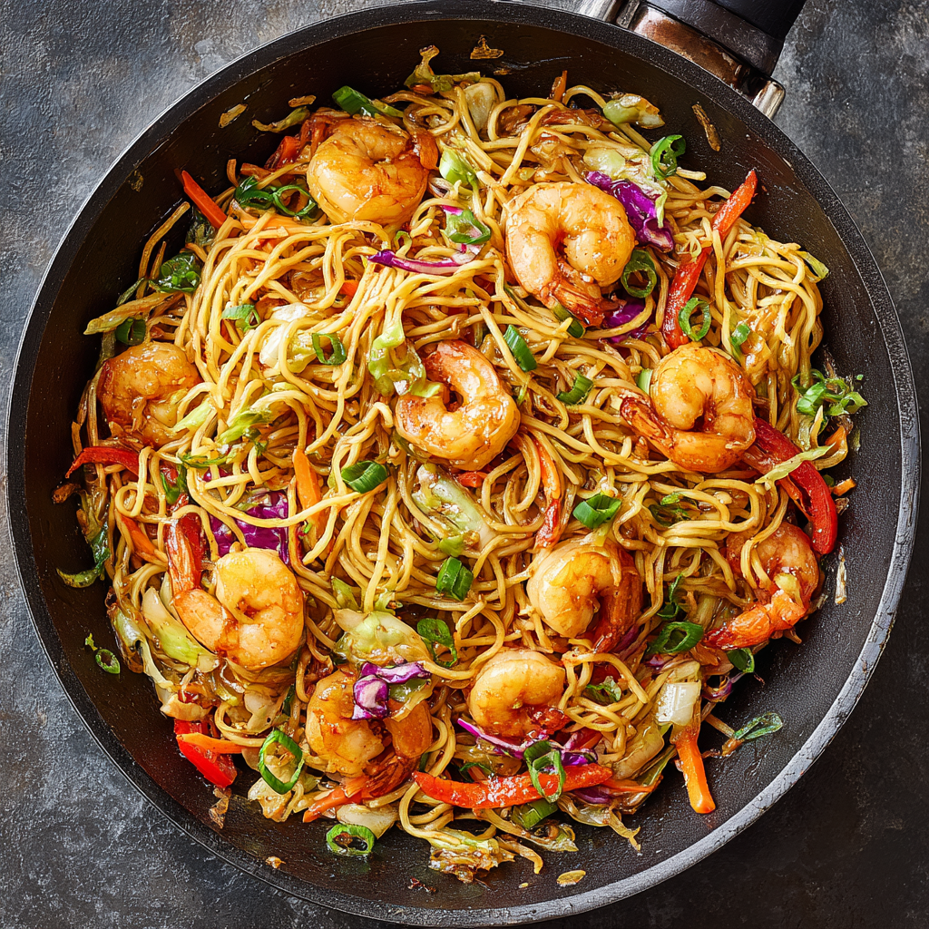 Honey-Garlic Shrimp Chow Mein