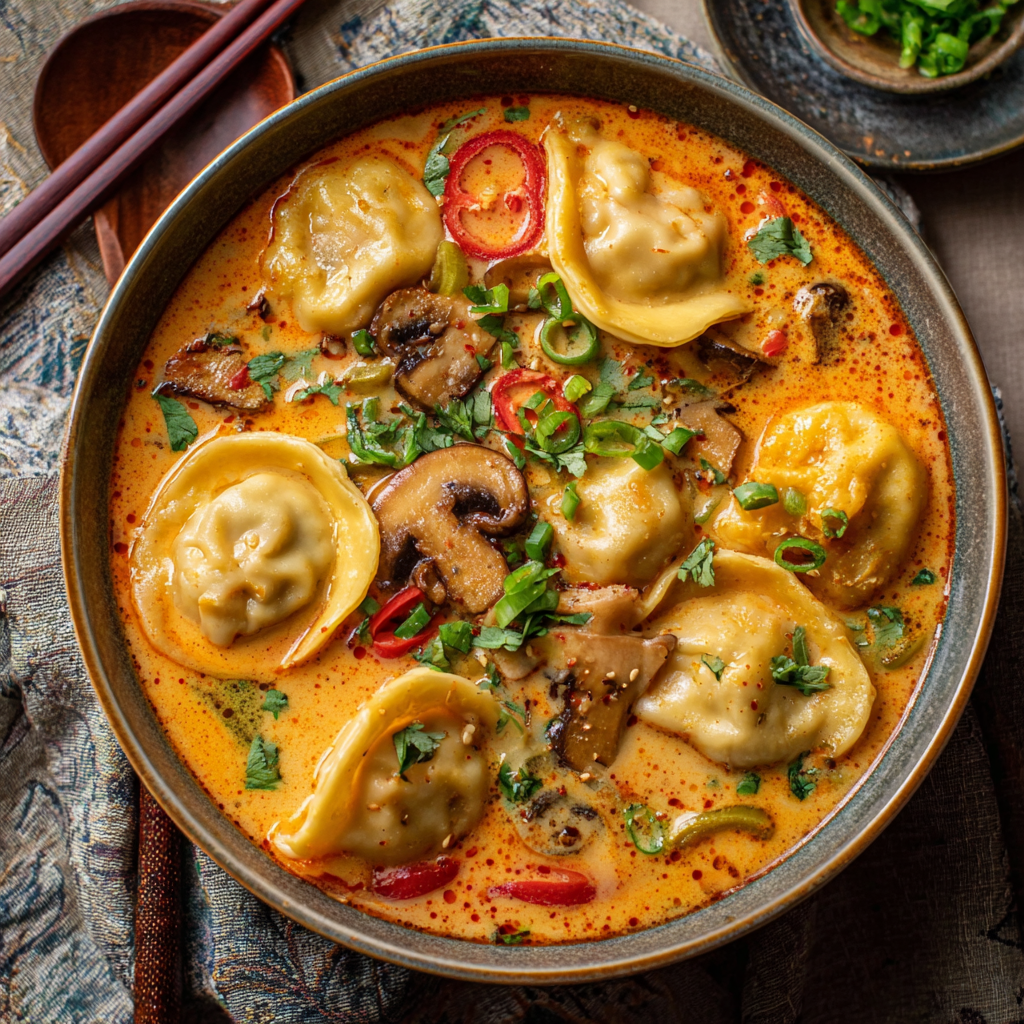 Easy Thai Red Curry Dumpling Soup