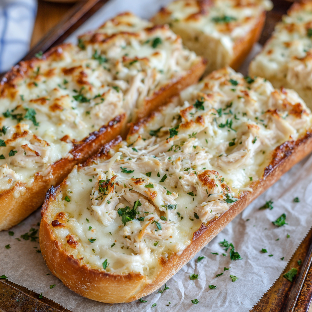 Easy Chicken Alfredo Garlic Bread Pizza