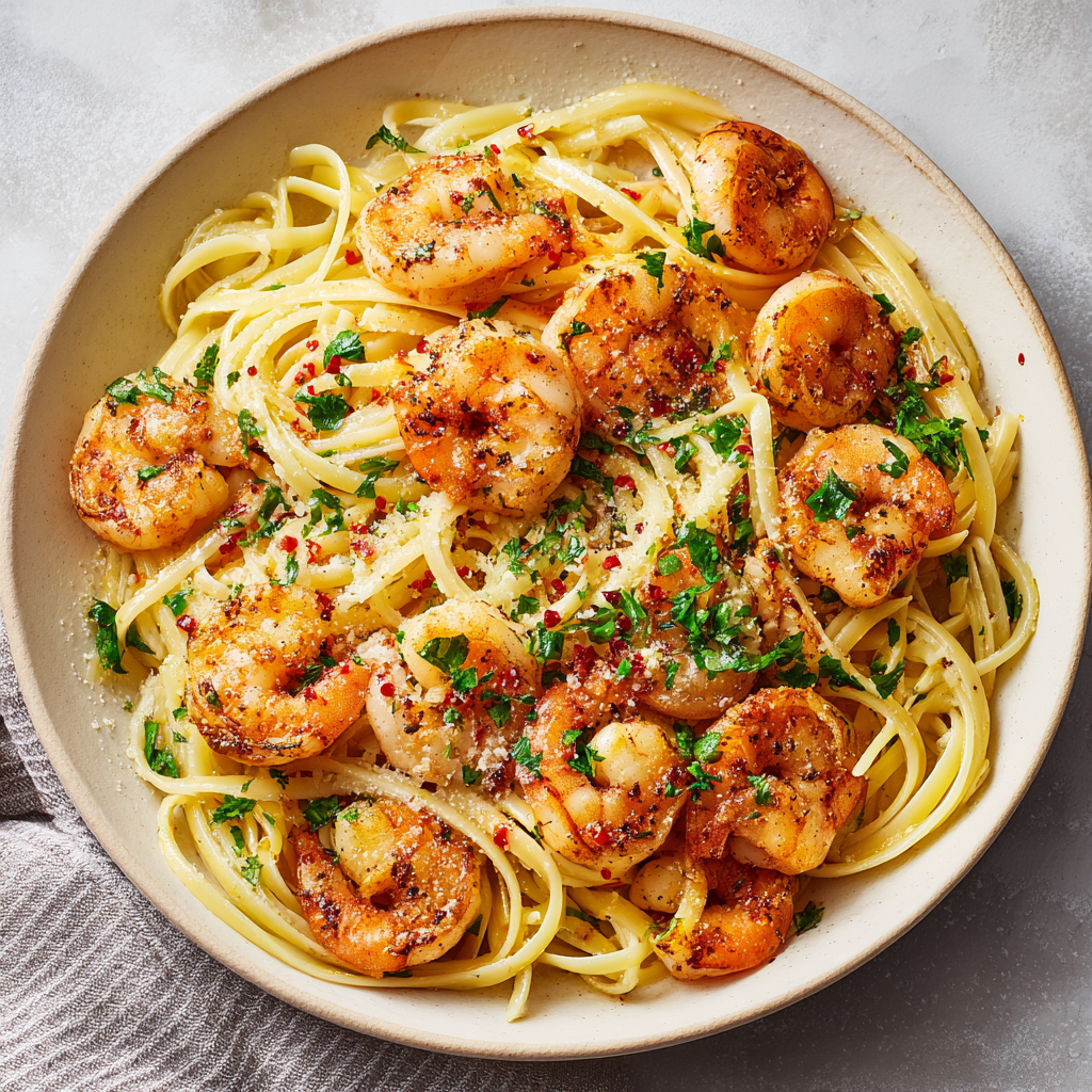 Garlic Butter Shrimp Linguine