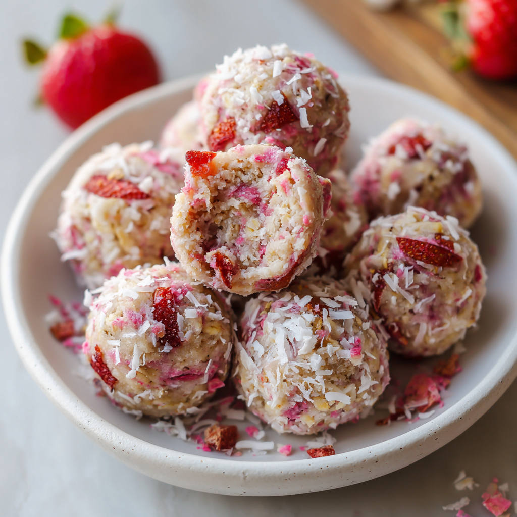 Strawberry Shortcake Protein Bites