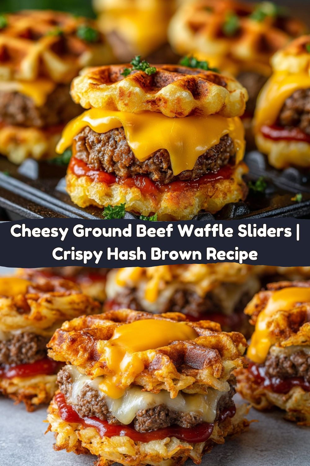 Cheesy Ground Beef Waffle Sliders