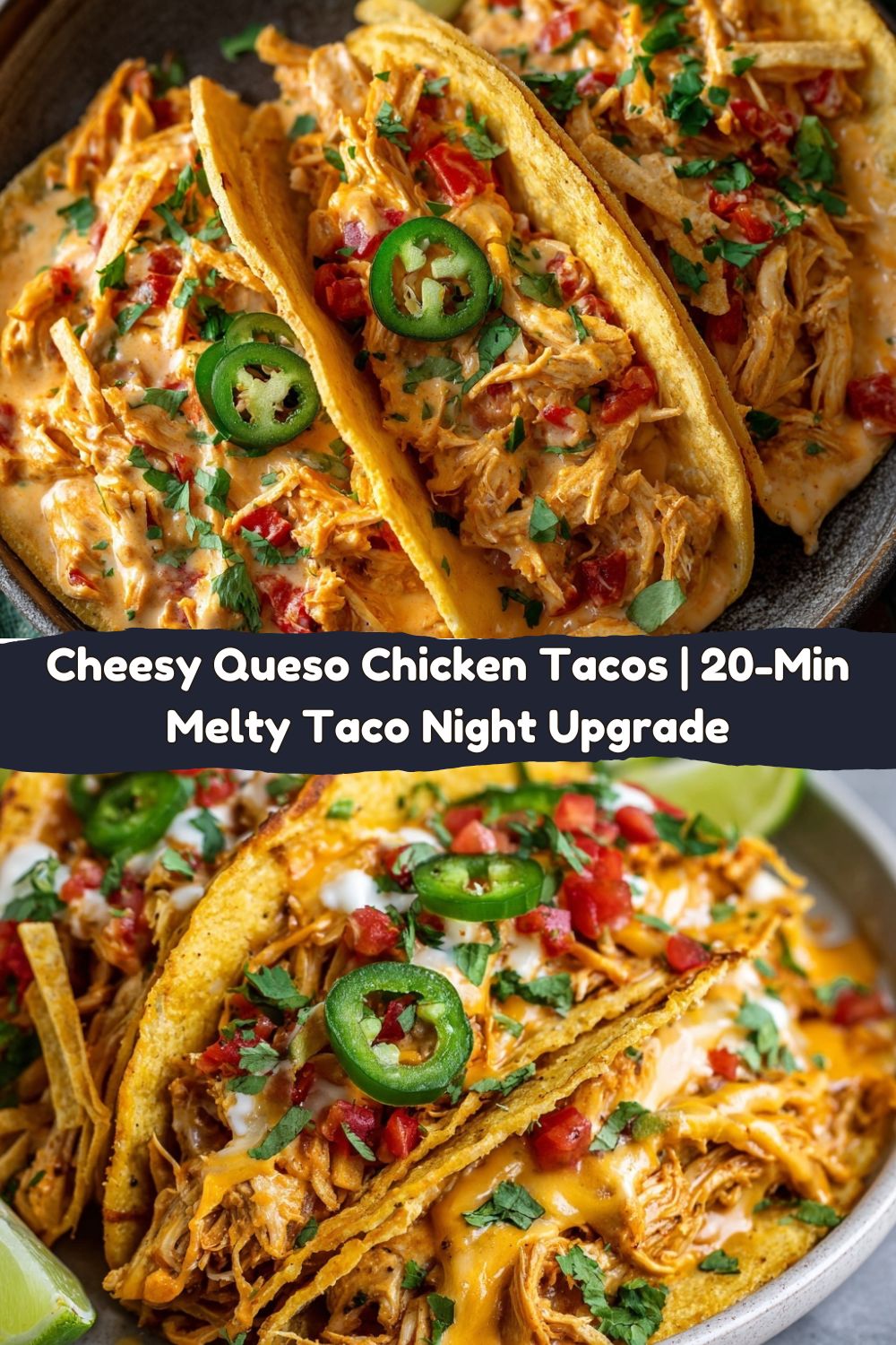 Cheesy Queso Chicken Tacos