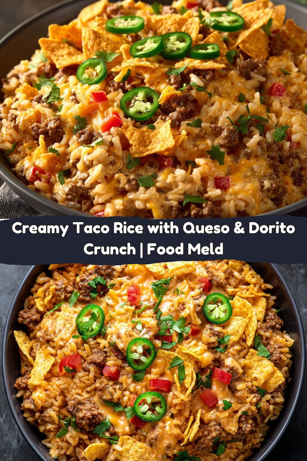 Creamy Taco Rice with Queso and Dorito Crunch