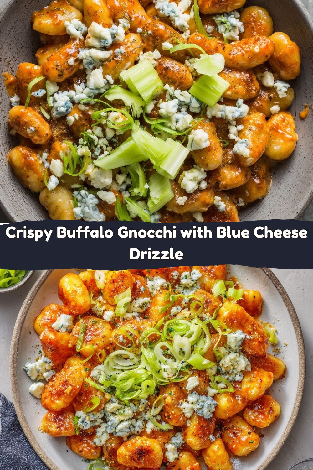 Buffalo Gnocchi with Blue Cheese Drizzle