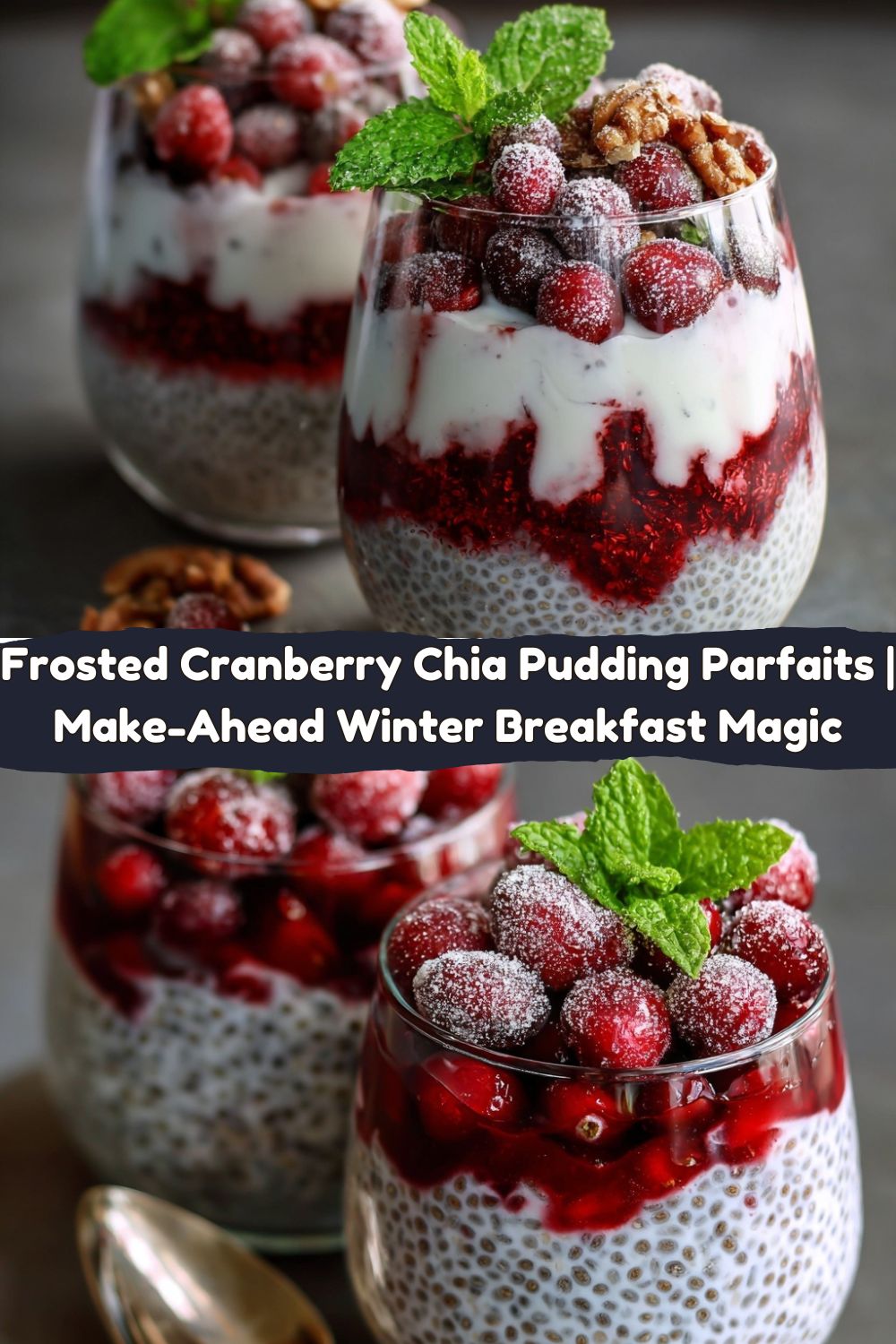 Frosted Cranberry Chia Pudding Parfaits